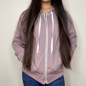 Light Purple Hoody Jacket With Zipper + Drawstring